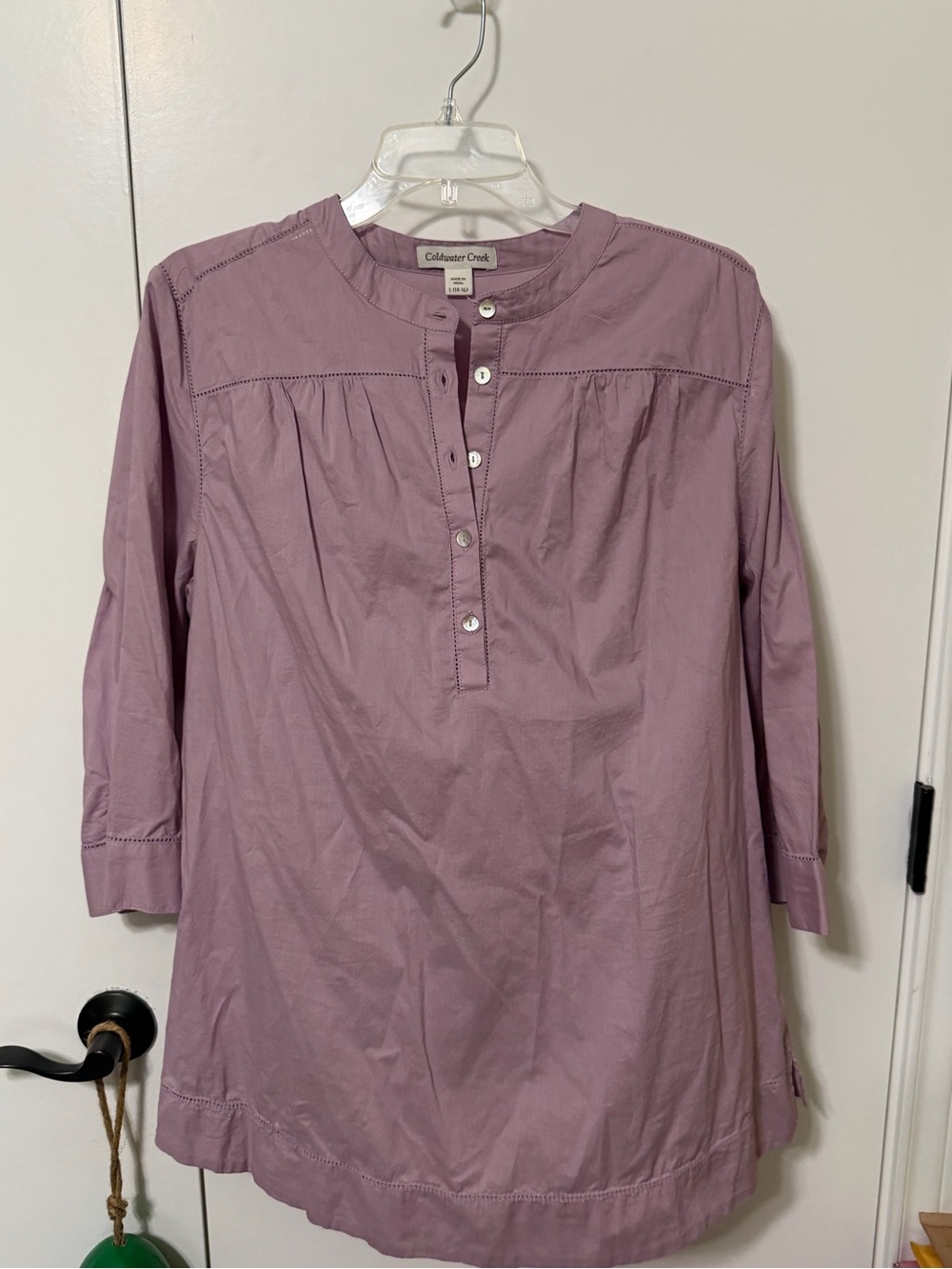 Coldwater Creek Women's Mauve Button-Front Tunic Top